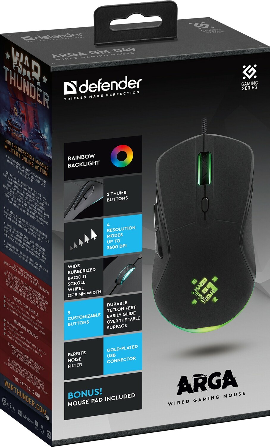 Мышь Defender Arga GM-049 52049, цвет черный