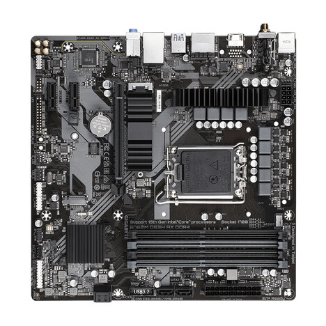 Материнская плата/ MB GIGABYTE INTEL B760 s1700, 4xDDR4(128GB), HDMI 2.0/2xDP, 1xPCIe 4.0x16, 2xPCIe 3.0, 1xLAN (2.5GbE), Wi-Fi, BT, 4xSATA 6Gb/s, 2xM.2, 1xUSB-C, 3xUSB 3.2, 2xUSB 2.0, mATX