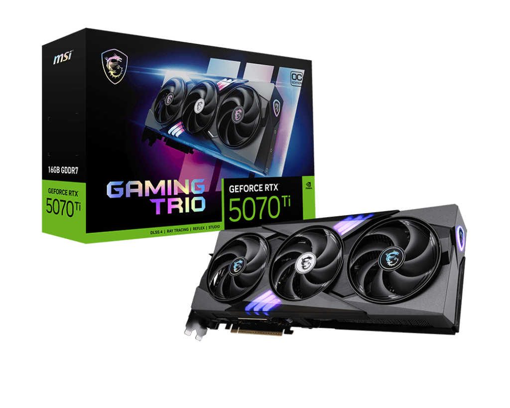 Видеокарта MSI Bad Pack RTX5070Ti GAMING TRIO OC 16GB GDDR7 256bit 3xDP HDMI 3FAN RTL bp