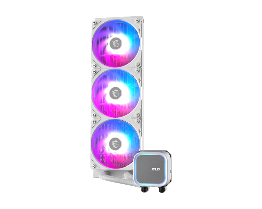 Жидкостная система охлаждения MSI MAG CORELIQUID A13 360 White 3 x ARGB Gen2 Fan, ARGB Gen2 Block, Color Box, LGA1700, 1851, AM5