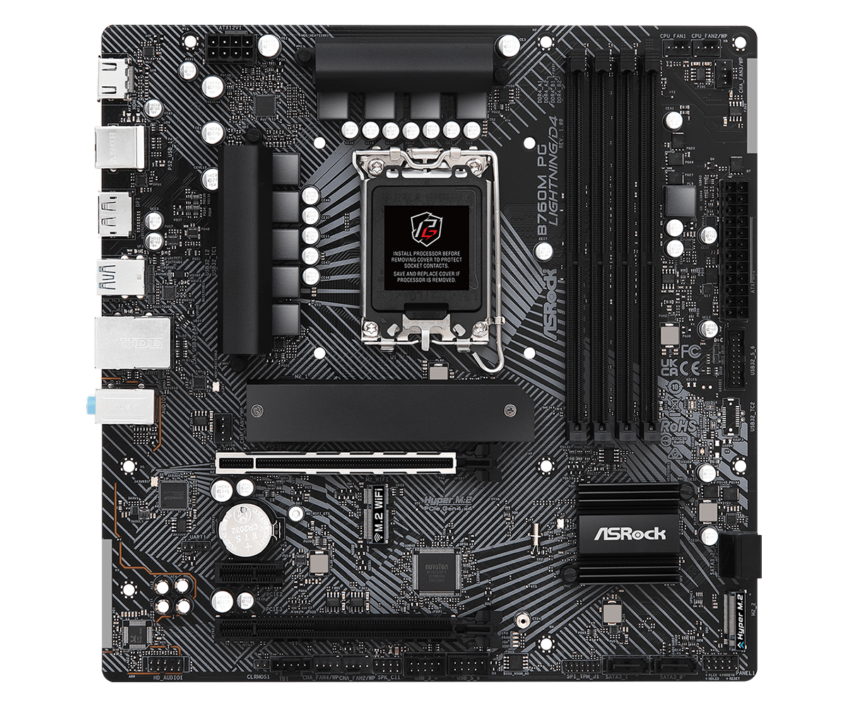 Материнская плата ASRock LGA 1700 Intel B760 B760M PG LIGHTNING/D4