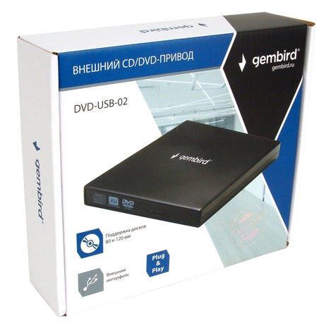 Оптический привод Gembird Внешний DVD DVD-USB-02