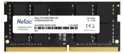Оперативная память Netac DDR4  8GB, NTBSD4N32SP-08, RTL