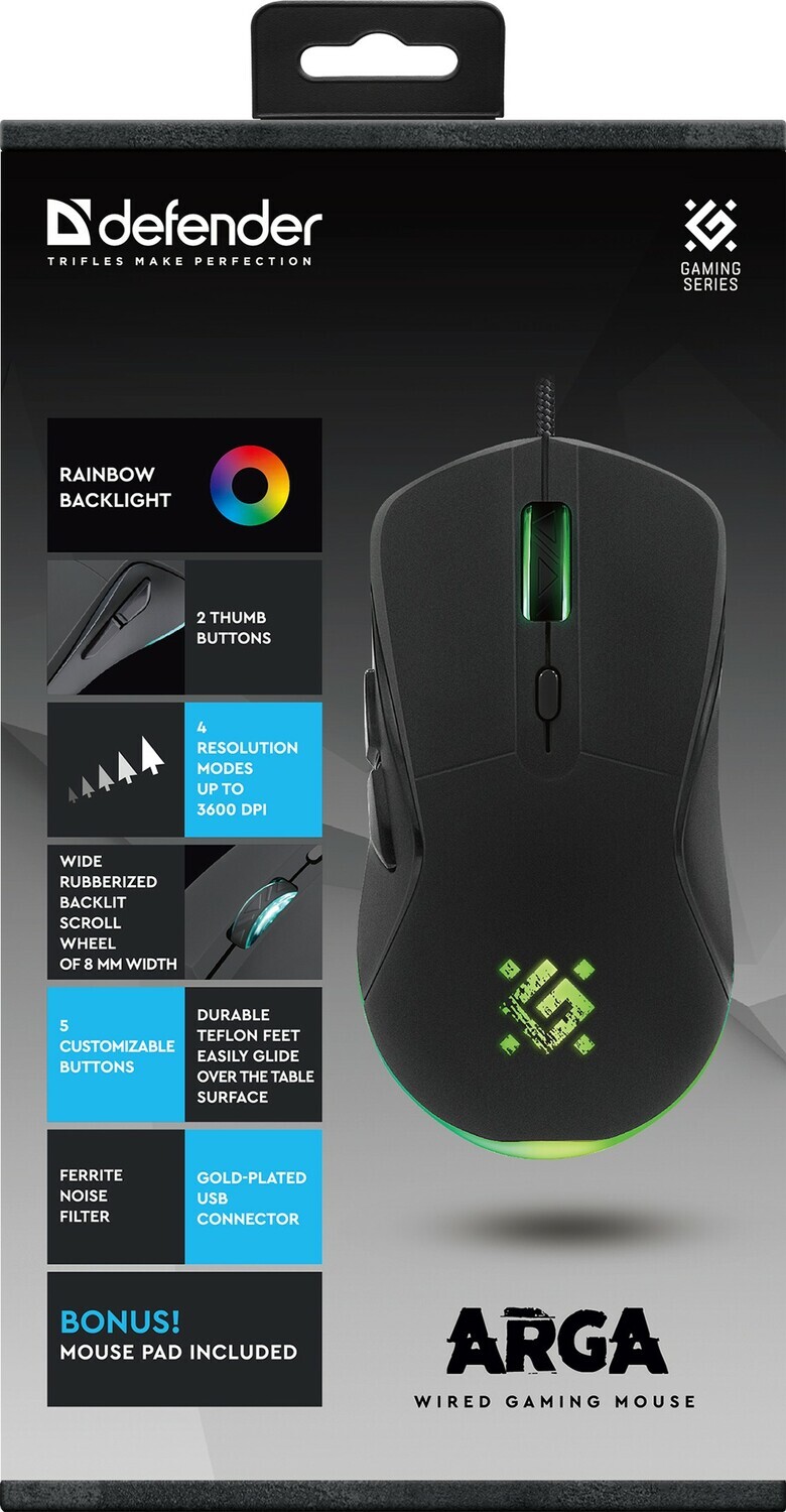 Мышь Defender Arga GM-049 52049, цвет черный