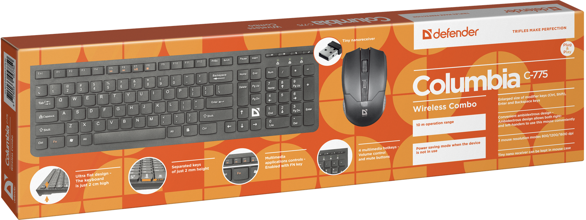 Клавиатура+мышь Defender Columbia C-775 45775, цвет черный