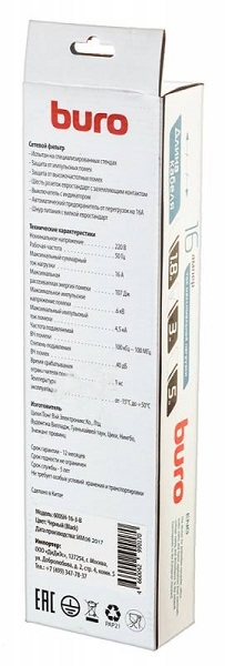 Сетевой фильтр Buro Сетевой фильтр 600SH-16-3-B