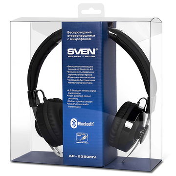 Bluetooth-гарнитура SVEN AP B350MV, цвет черный/серебристый