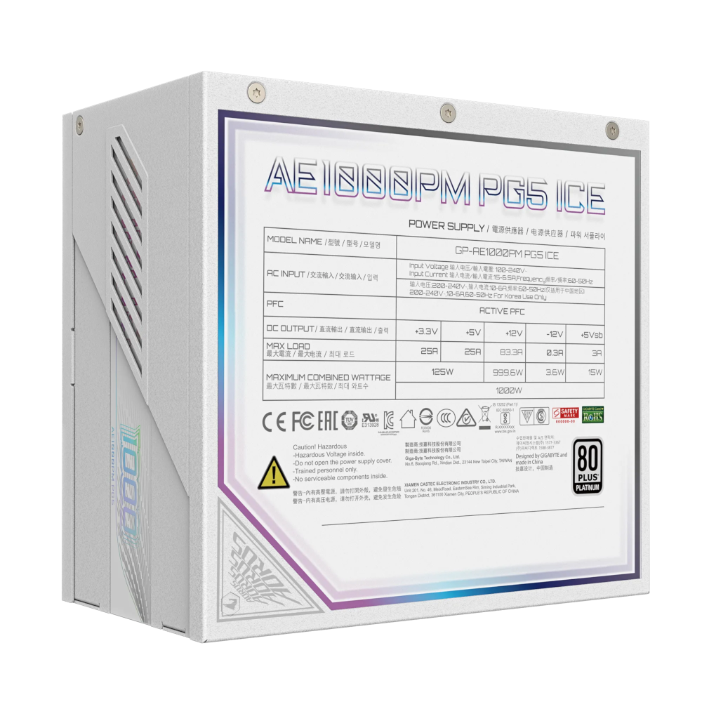 Блок питания Gigabyte AORUS ELITE P1000W 80+ Platinum Modular PCIe 5.0 ICE
