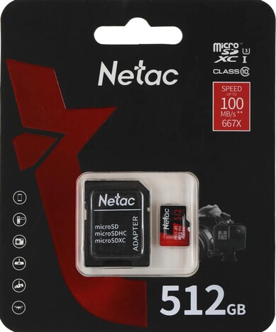 Карта памяти Netac MicroSDXC P500 Extreme PRO 512GB