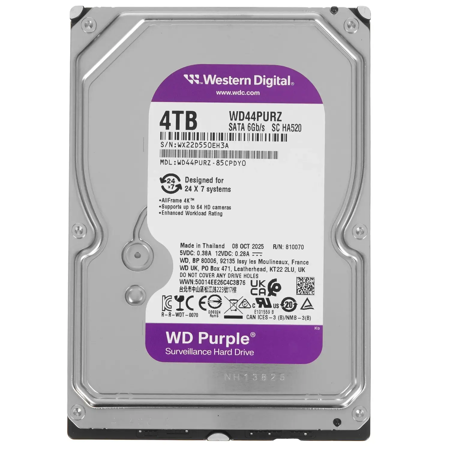 Жесткий диск  Western Digital Surveillance Purple  4TB
