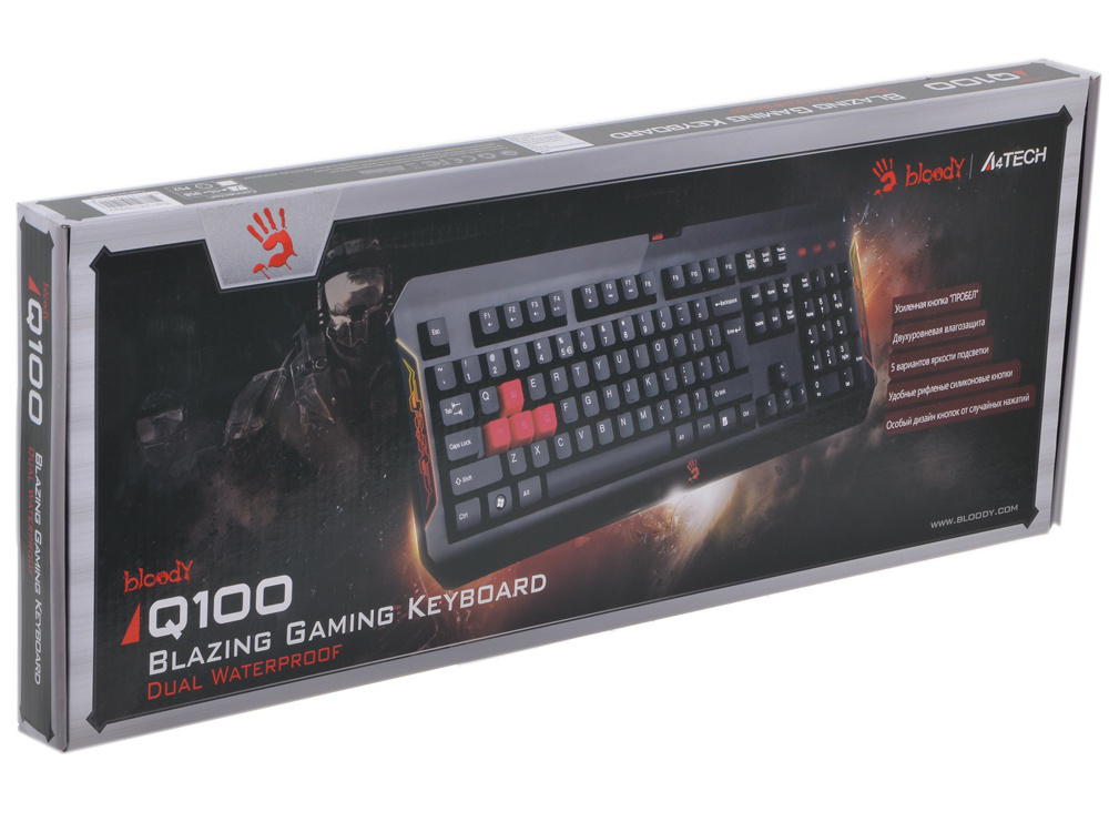 Клавиатура A4tech Bloody Q100 USB, цвет черный