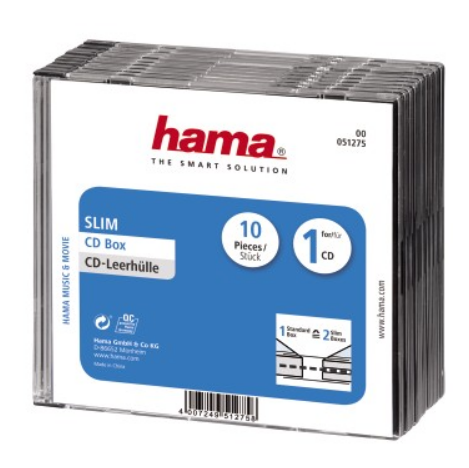 

Коробка Hama на 1CD/DVD H-51275 прозрачный (упак.:10шт)