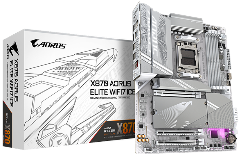 Материнская плата Gigabyte AM5 AMD X870 X870 AORUS ELITE WF7 ICE