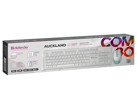 Клавиатура+мышь Defender Auckland C-987 45987, цвет белый
