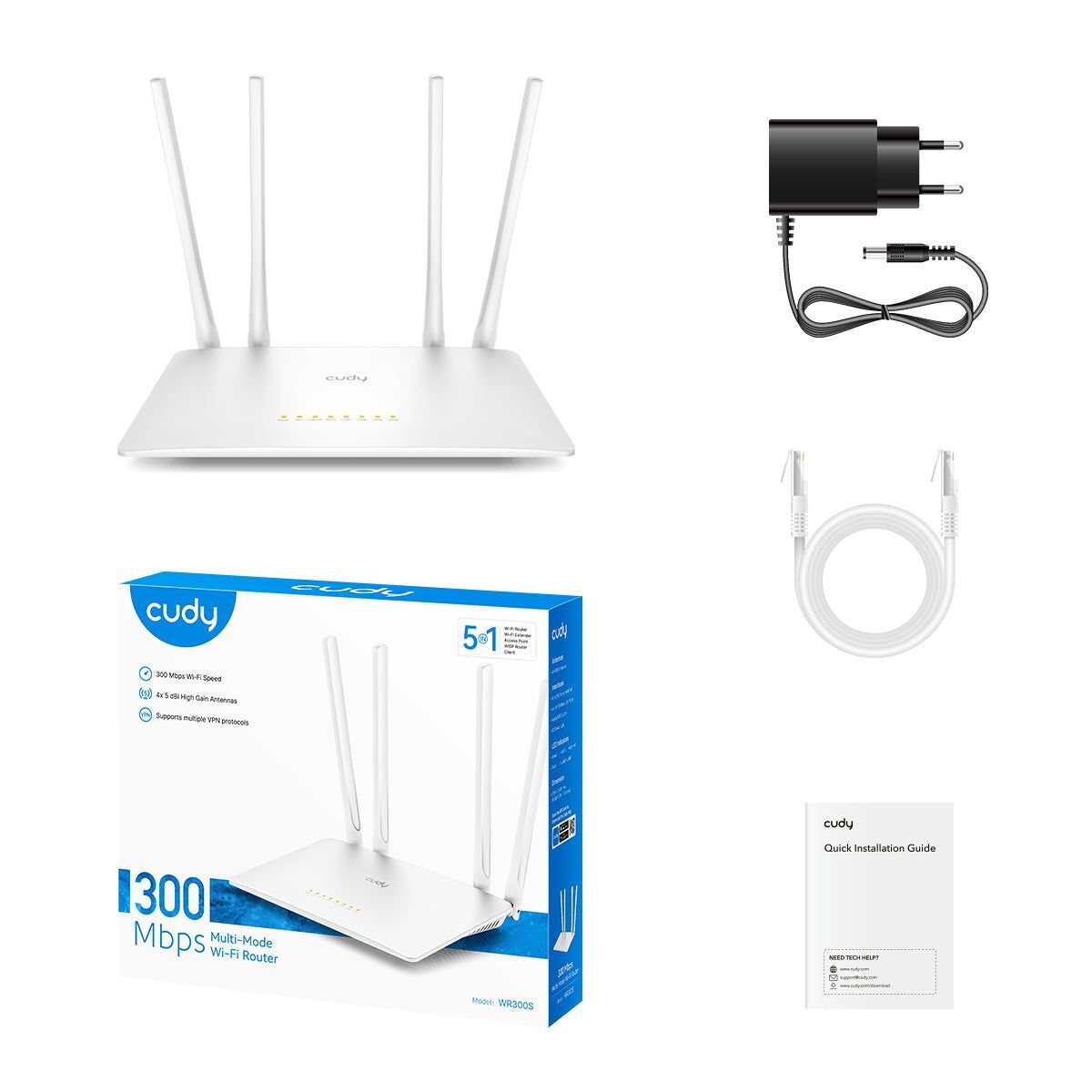 Маршрутизатор CUDY WR300S N300 Wi-Fi Router