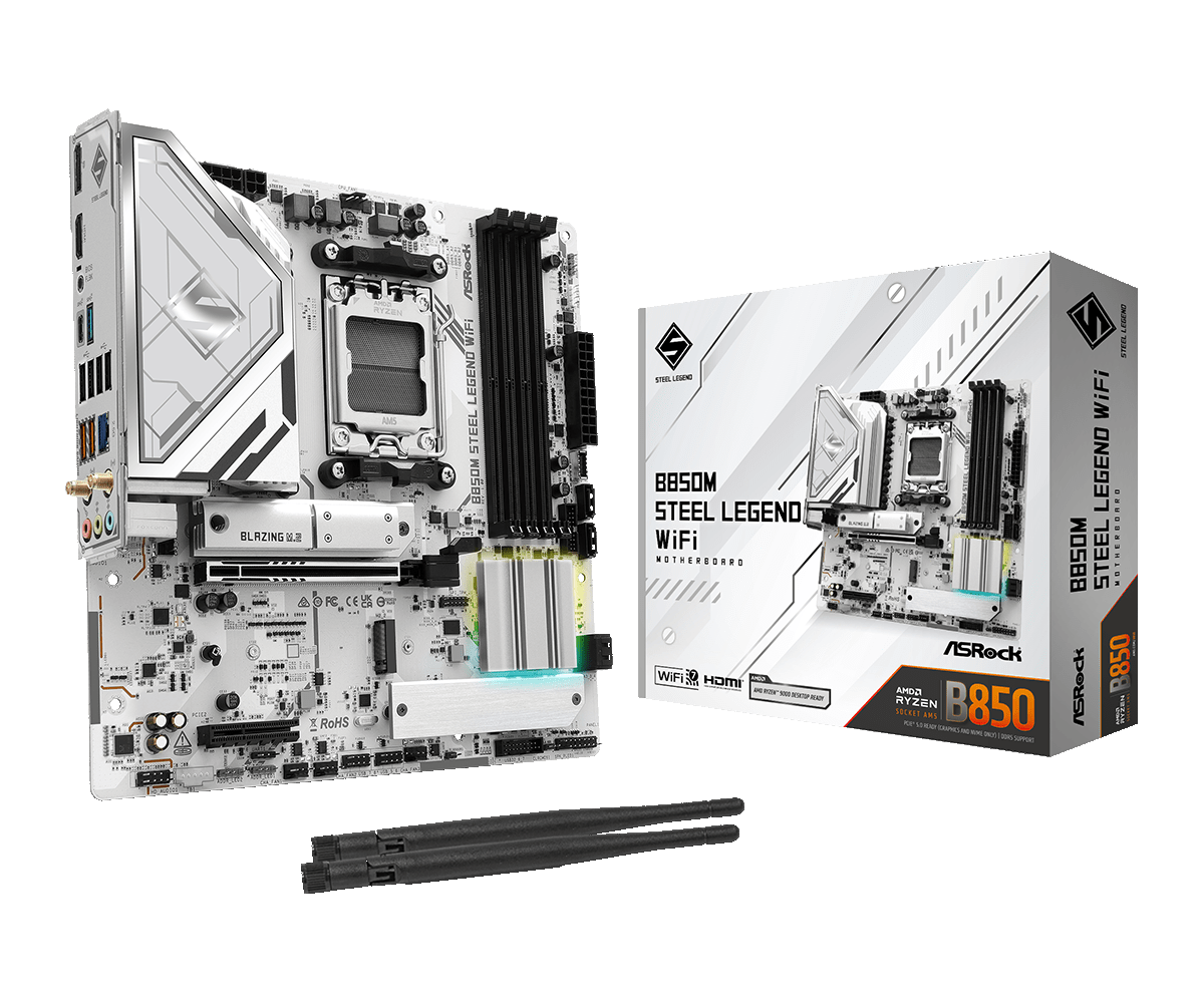Материнская плата ASRock AM5 AMD B850 B850M STEEL LEGEND WIFI