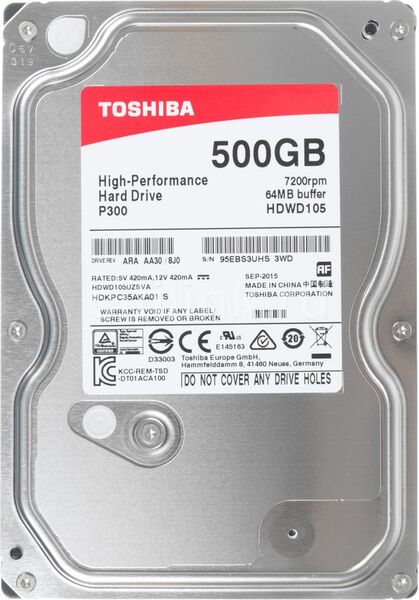 

Жесткий диск TOSHIBA 3.5 HDD P300 500GB 7.2K SATA3