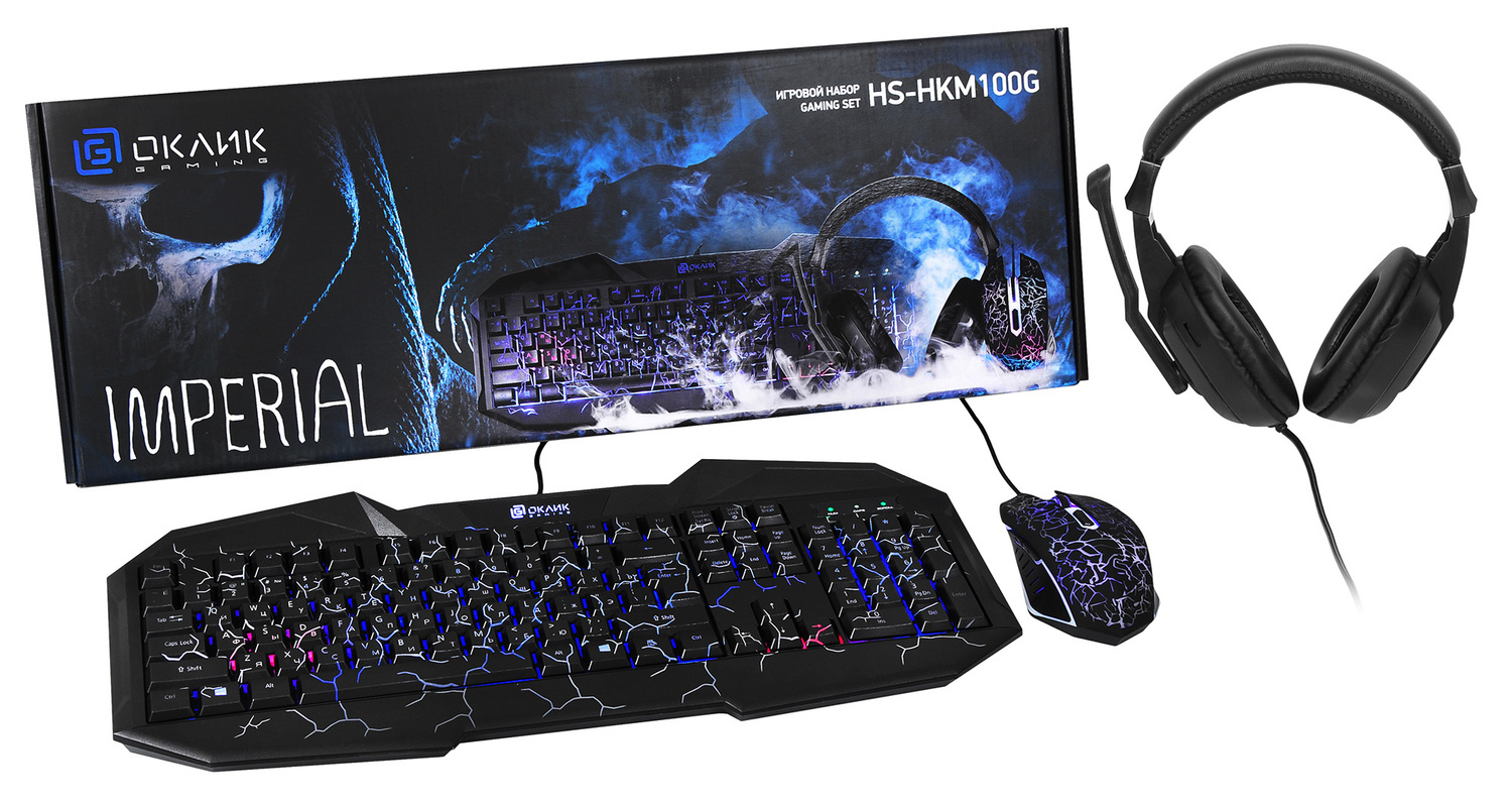 Клавиатура+мышь Oklick Комплект HS-HKM100G IMPERIAL 489352, цвет черный