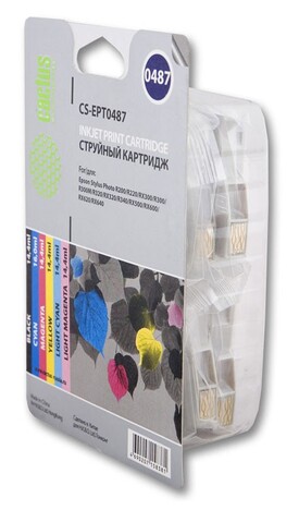 Комплект картриджей черный, голубой, пурпурный, желтый, светло-голубой, светло-пурпурный Cactus CS-EPT0487