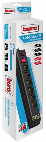 Сетевой фильтр Buro Сетевой фильтр BU-SP5_USB_2A-B