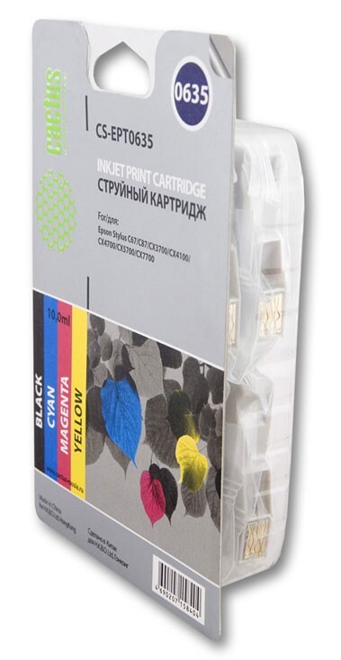 Картридж черный, голубой, пурпурный, желтый Cactus CS-EPT0635