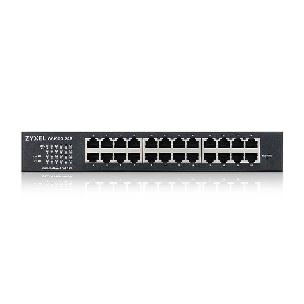 Smart L2 коммутатор Zyxel GS1900-24E, rack 19", 24xGE, настольный, бесшумный
