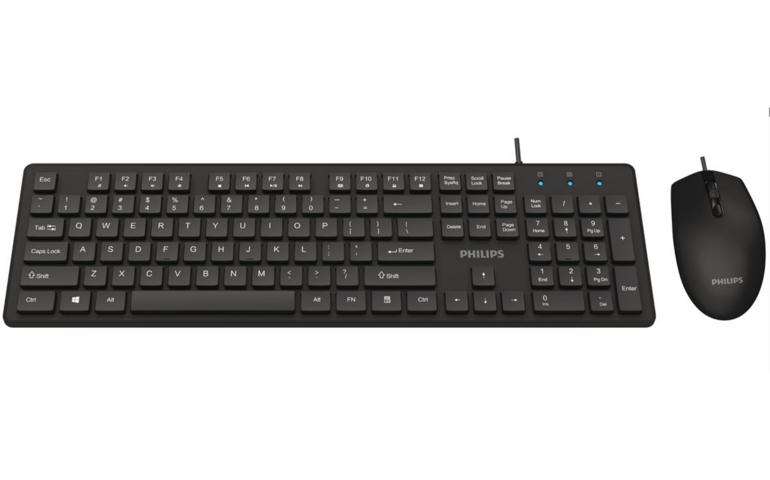 Клавиатура+мышь Philips Клавиатура + мышь SPT6264, русская заводская раскладка SPT6264B/60, цвет черный