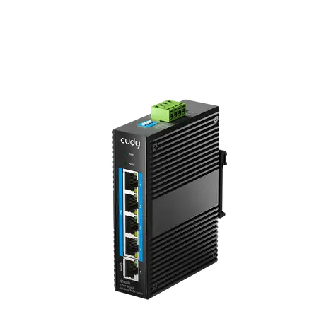 Промышленный коммутатор/ 5-Port Aluminum Industrial PoE+ Switch, 1000Mbps 5-Port RJ45, 802.3at/af, Din-rail design, Power supply:DC 9.6~57V work temperature:-40 °C-75°C, Power Adapter Not Included