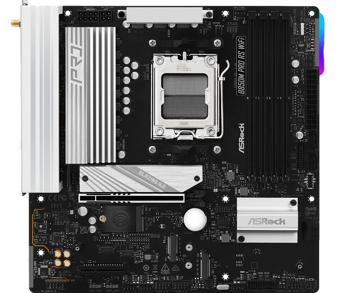 Материнская плата ASRock AM5 AMD B850 B850M Pro RS WiFi