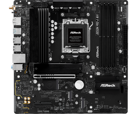 Материнская плата Asrock B850M PRO-A WIFI Socket AM5 AMD B850 4xDDR5 mATX AC`97 8ch(7.1) 2.5Gg RAID+HDMI+DP