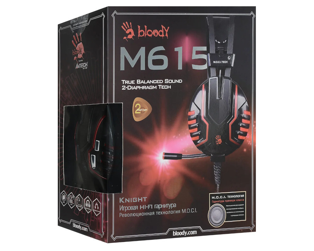 Гарнитура A4tech Bloody M615, цвет красный/черный