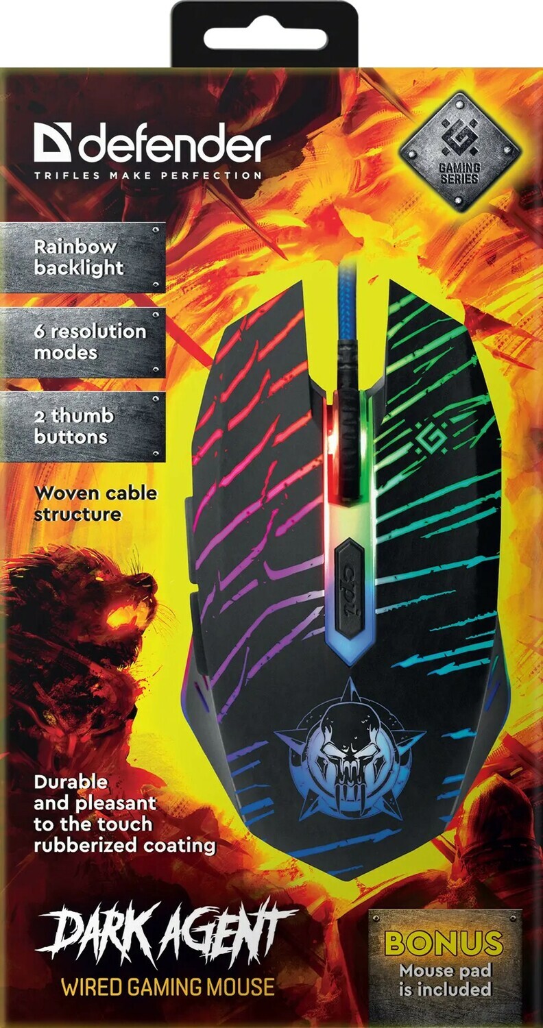 Мышь Defender Dark Agent GM-590L 52590, цвет черный