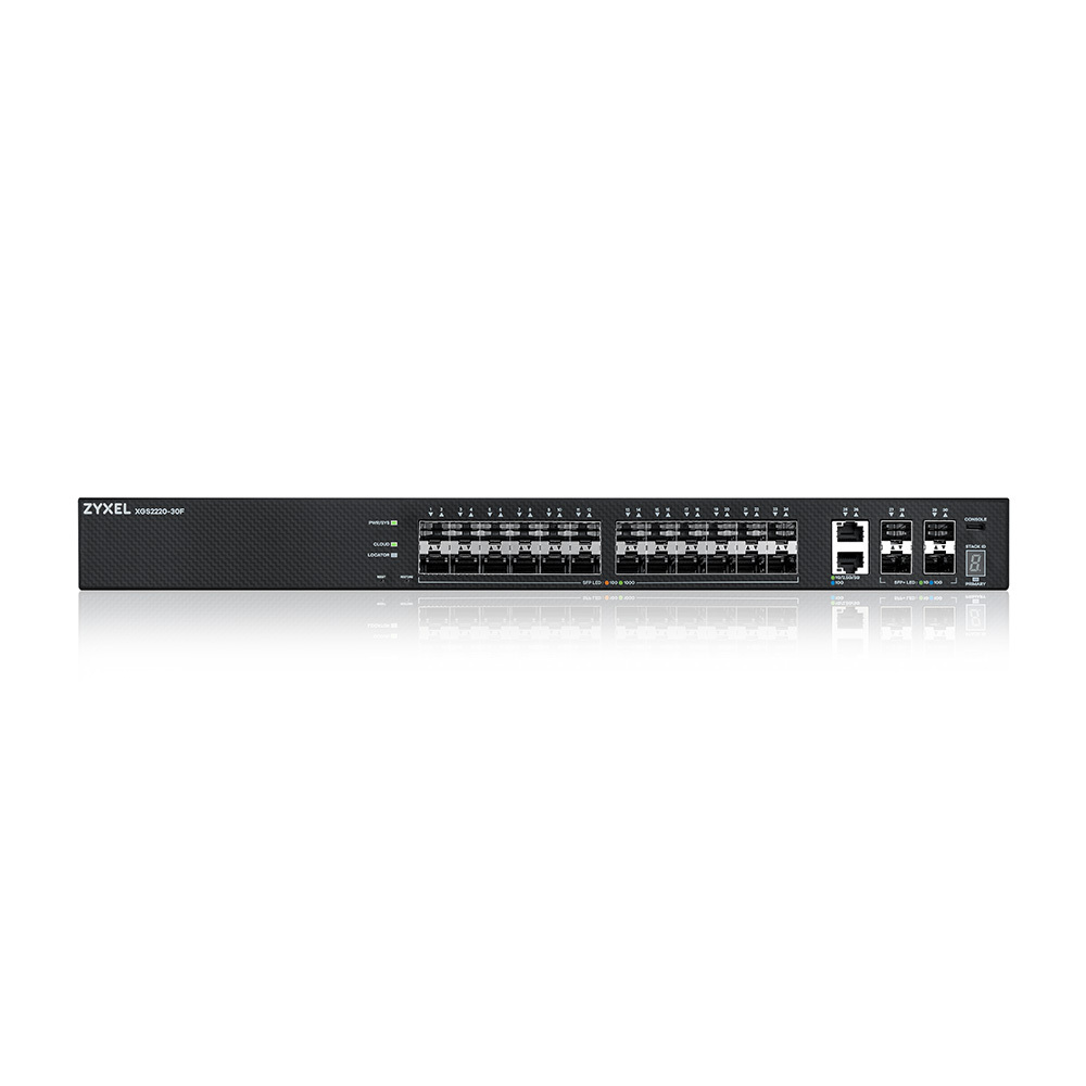 Коммутатор/ Zyxel XGS2220-30F L3 Access switch , rack 19", 24xSFP, 2xRJ-45: 1/2.5/5/10G, 4xSFP+, standalone/cloud management