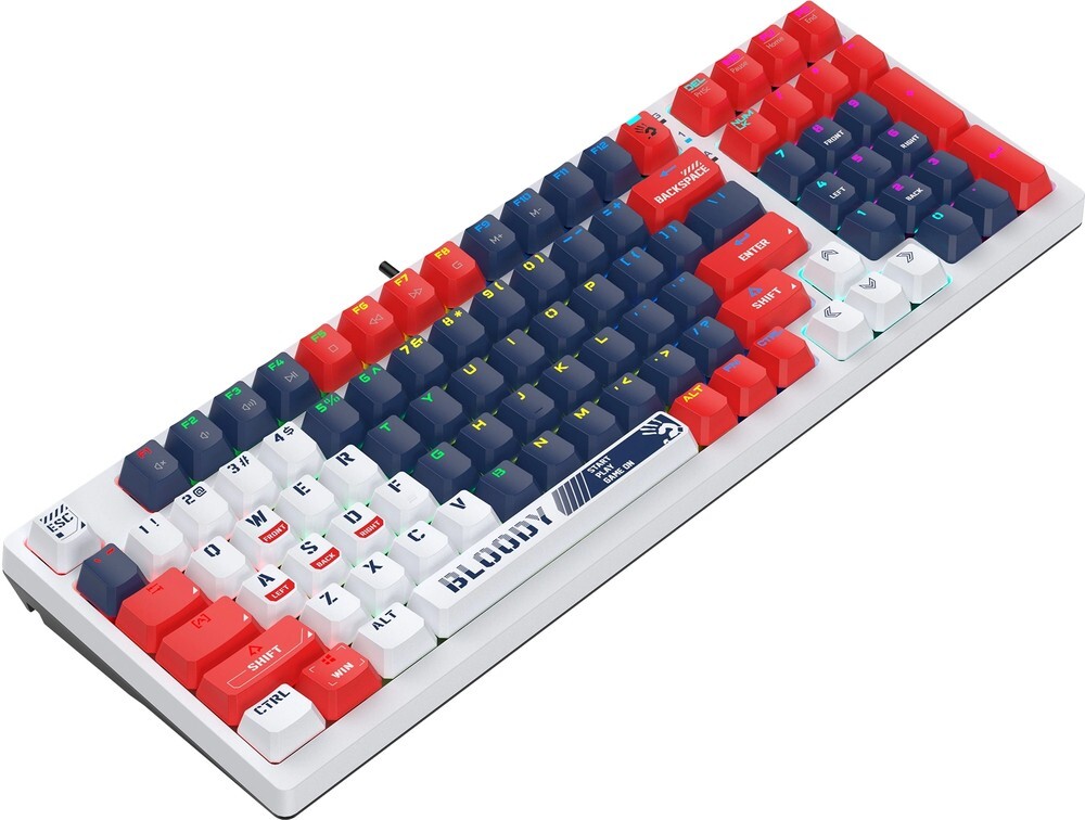 Клавиатура A4tech Bloody S98 Sports BLMS Plus S98 SPORTS NAVY BLMS RED PLUS, цвет белый