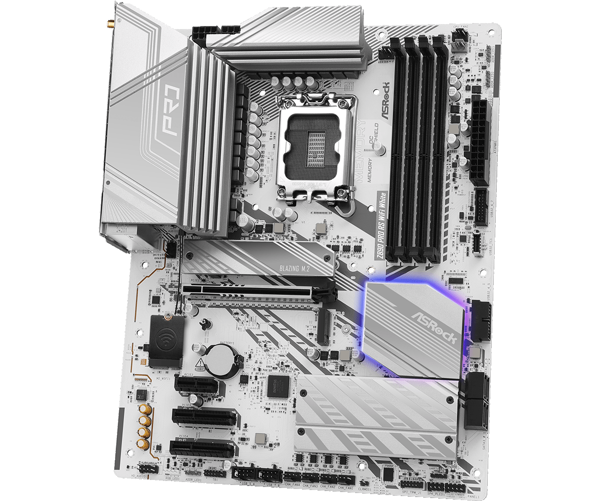 Материнская плата ASRock LGA 1851 Intel Z890 Z890 Pro RS WiFi White