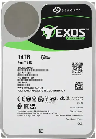 Жесткий диск  SEAGATE Exos X18 3.5  14TB SAS 12 Гбит/с 7.2K SAS 12Gb/s