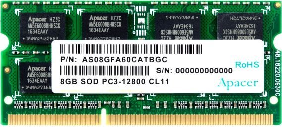 Оперативная память Apacer DDR3  8GB, AS08GFA60CATBGC, RTL