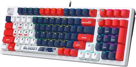 Клавиатура A4tech Bloody S98 Sports BLMS Plus S98 SPORTS NAVY BLMS RED PLUS, цвет белый