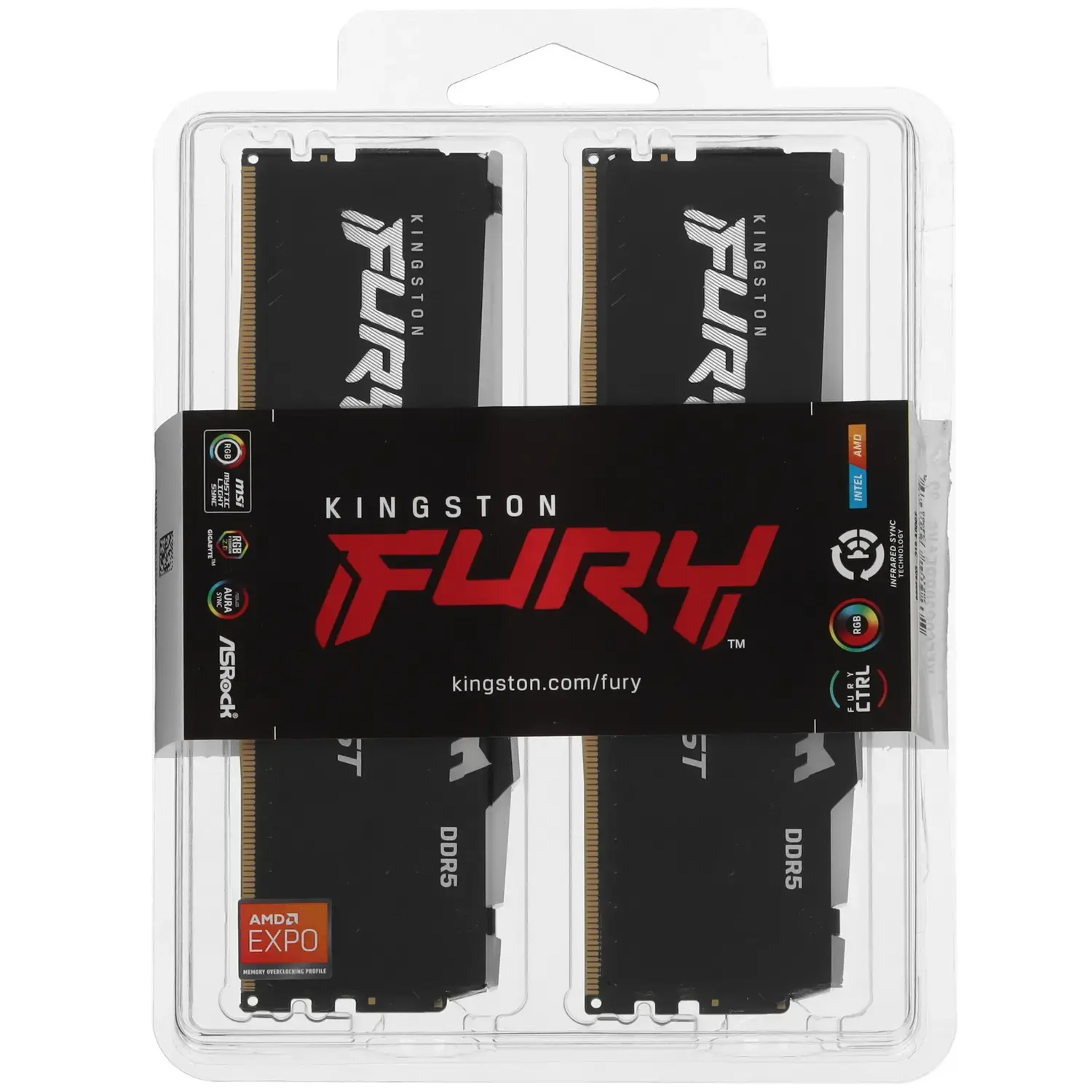 Оперативная память Kingston FURY Beast RGB EXPO 32GB 6000MT/s DDR5 CL30, KF560C30BBEAK2-32, RTL