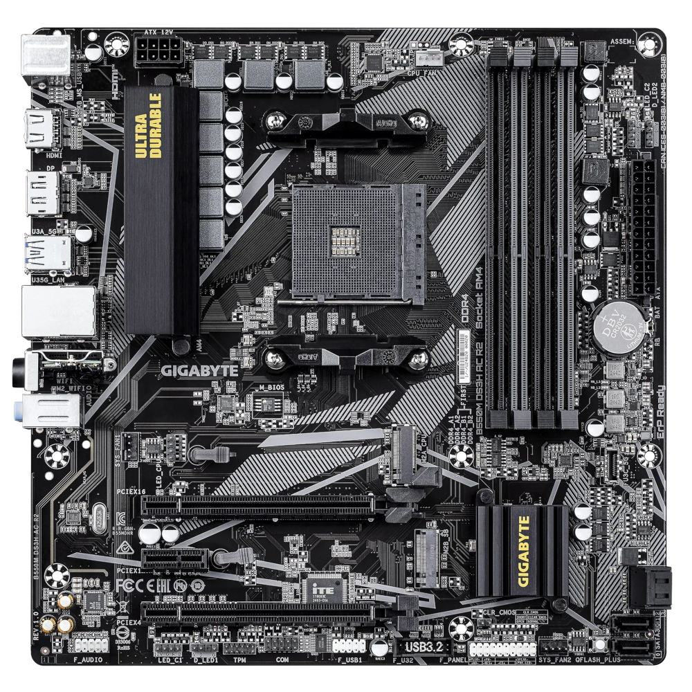 Материнская плата Gigabyte AM4 AMD B550 B550M DS3H AC R2