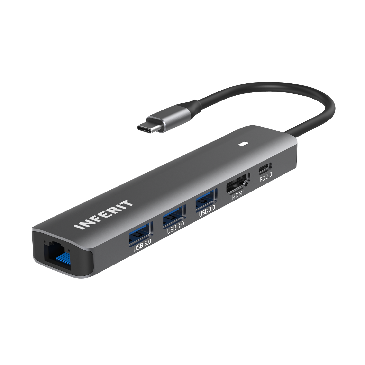 Сетевой адаптер Inferit USB 3.0 To 10/100/1000 Gigabit Rj45 adapter with HUB, Metall Shell