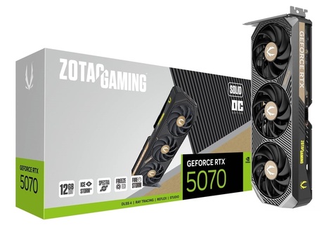 Видеокарта Zotac PCI-E 4.0 RTX 5070 SOLID OC NVIDIA GeForce RTX 5070 12Gb 192bit GDDR7 2542/28000 HDMIx1 DPx3 HDCP Ret