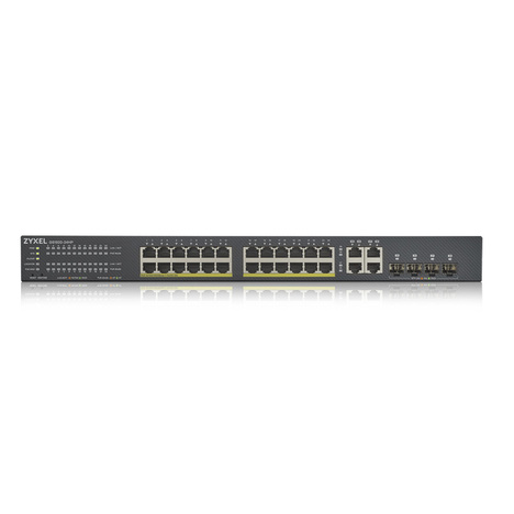 ZYXEL GS1920-24HPv2 Hybrid Smart switch PoE+ Zyxel Nebula Flex, 24xGE PoE+, 4xCombo (SFP/RJ-45), budget PoE 375W, Standalone / cloud management