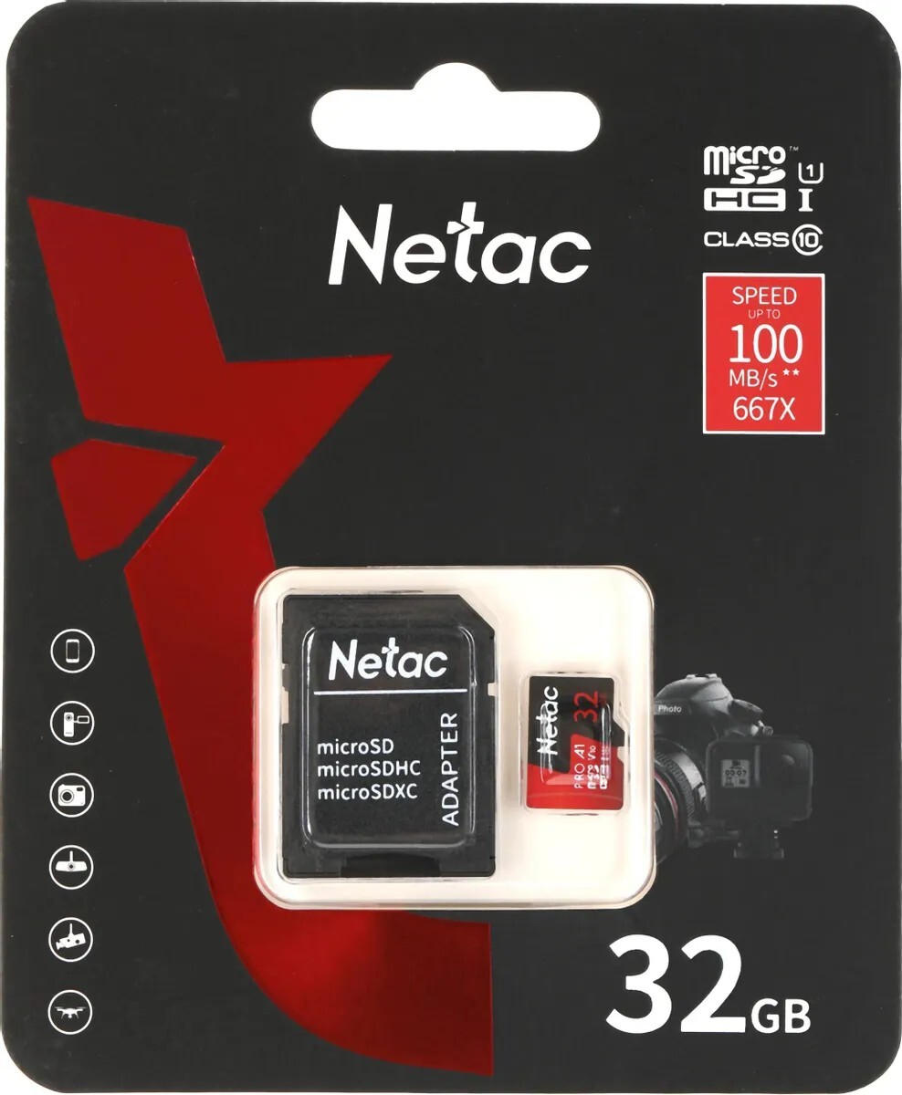 Карта памяти Netac MicroSDHC P500 Extreme PRO 32GB