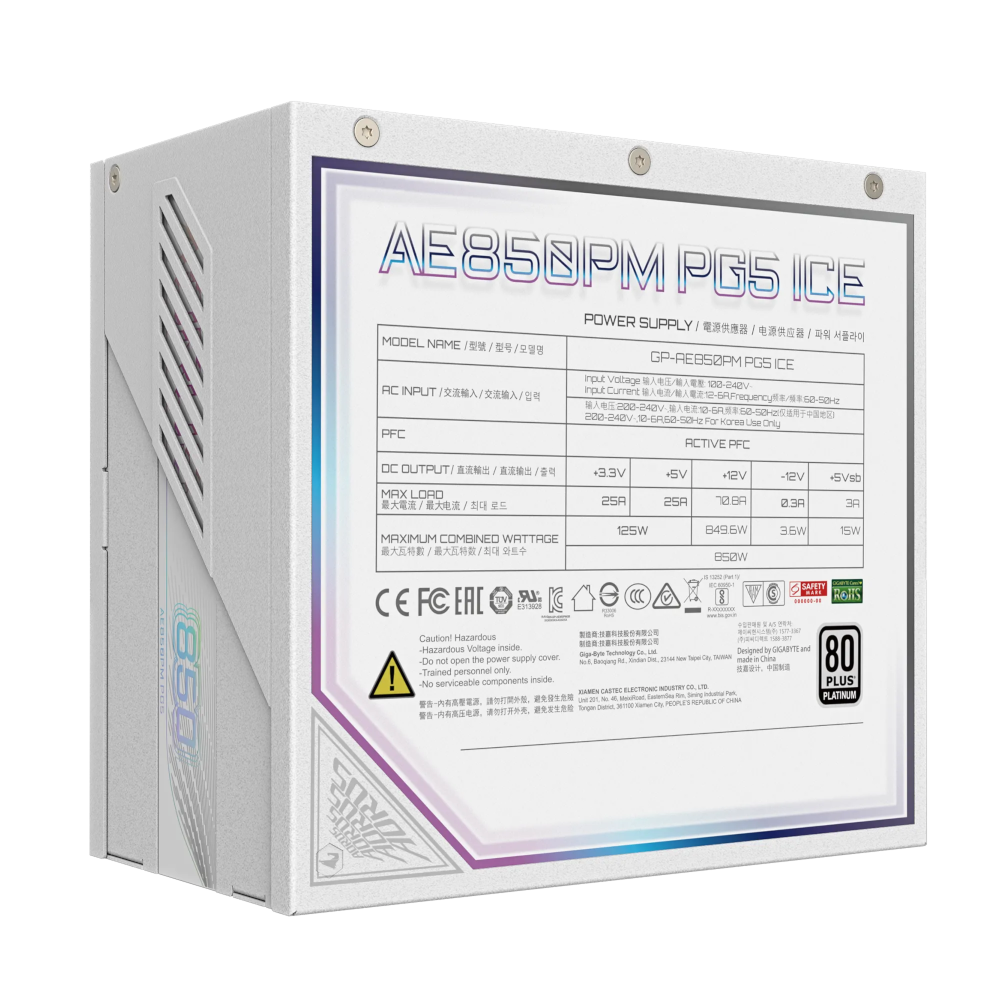 Блок питания Gigabyte AORUS ELITE P850W 80+ Platinum Modular PCIe 5.0 ICE