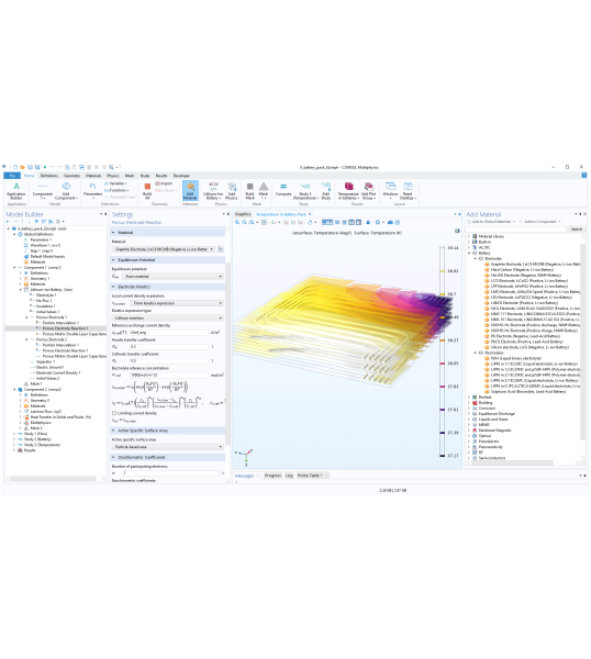 Модуль «Электрохимические аккумуляторы» для программы COMSOL Multiphysics®