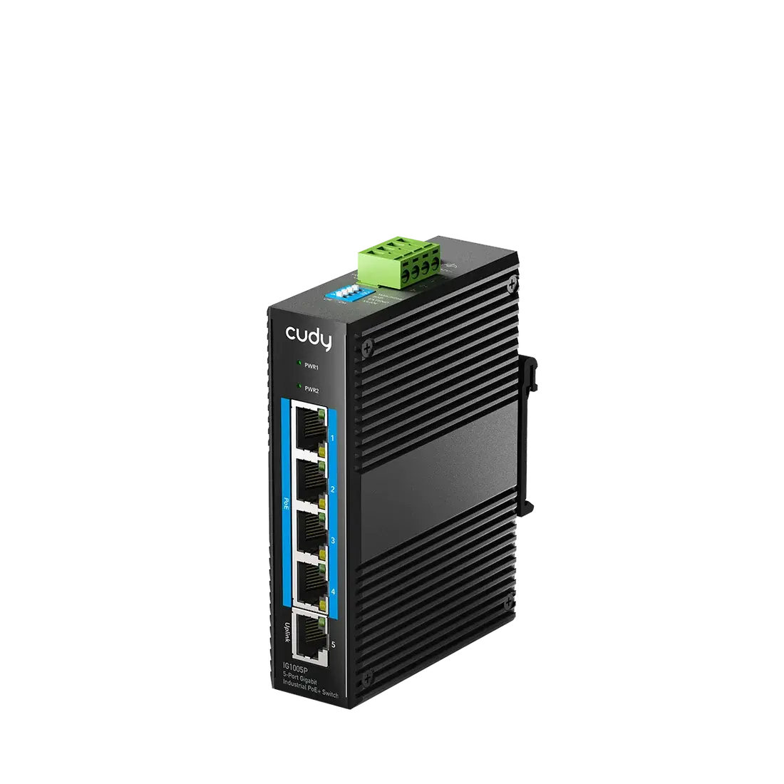 Промышленный коммутатор/ 5-Port Aluminum Industrial PoE+ Switch, 1000Mbps 5-Port RJ45, 802.3at/af, Din-rail design, Power supply:DC 9.6~57V work temperature:-40 °C-75°C, Power Adapter Not Included