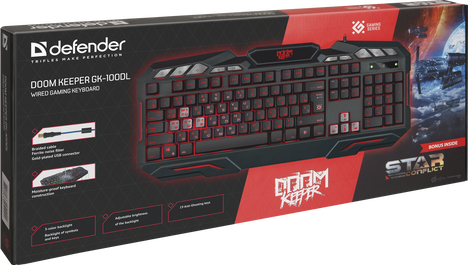 Клавиатура Defender Doom Keeper GK-100DL 45100, цвет черный