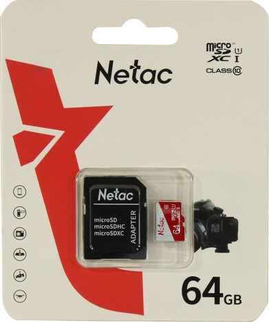 Карта памяти Netac MicroSDXC P500 ECO 64GB