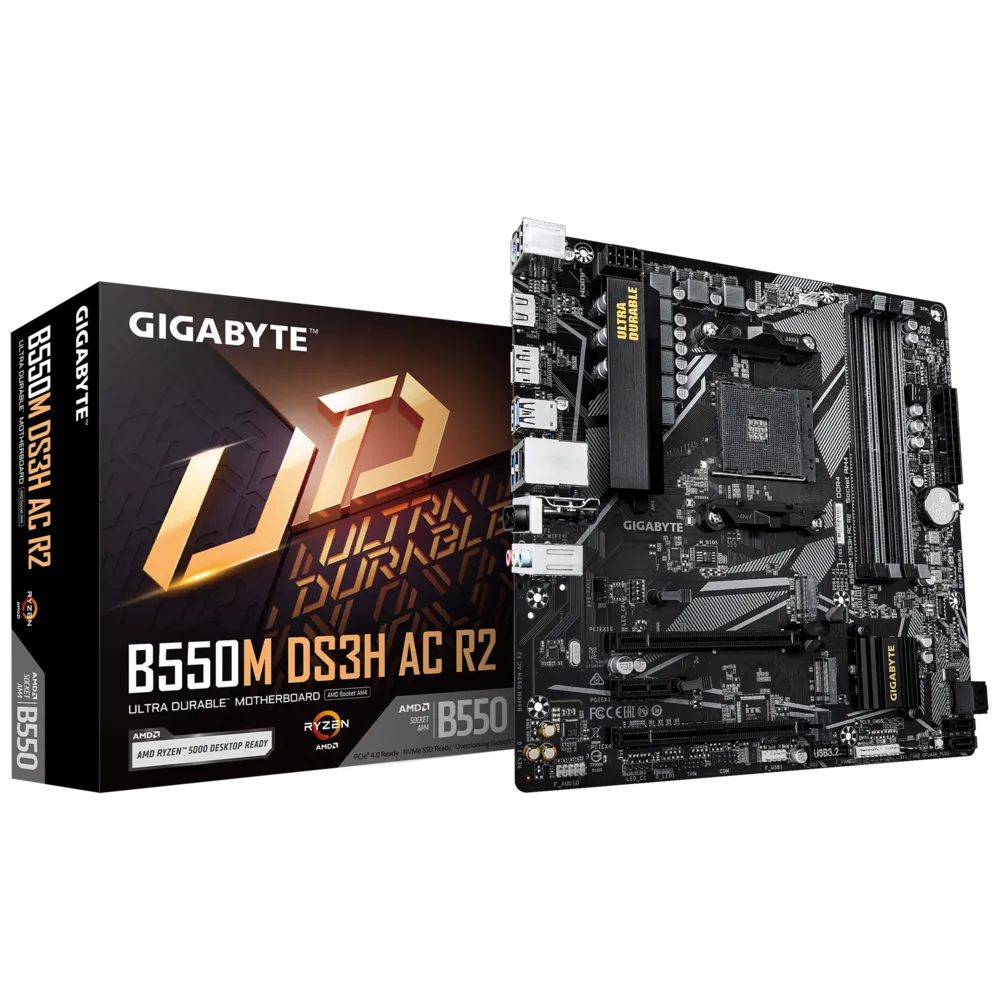 Материнская плата Gigabyte AM4 AMD B550 B550M DS3H AC R2